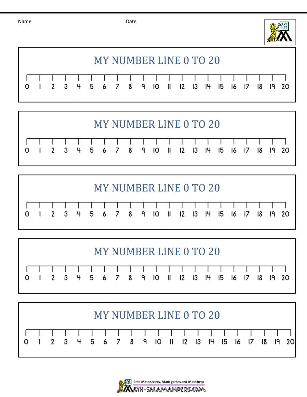 90 Free Printable Number Line 1-20 18