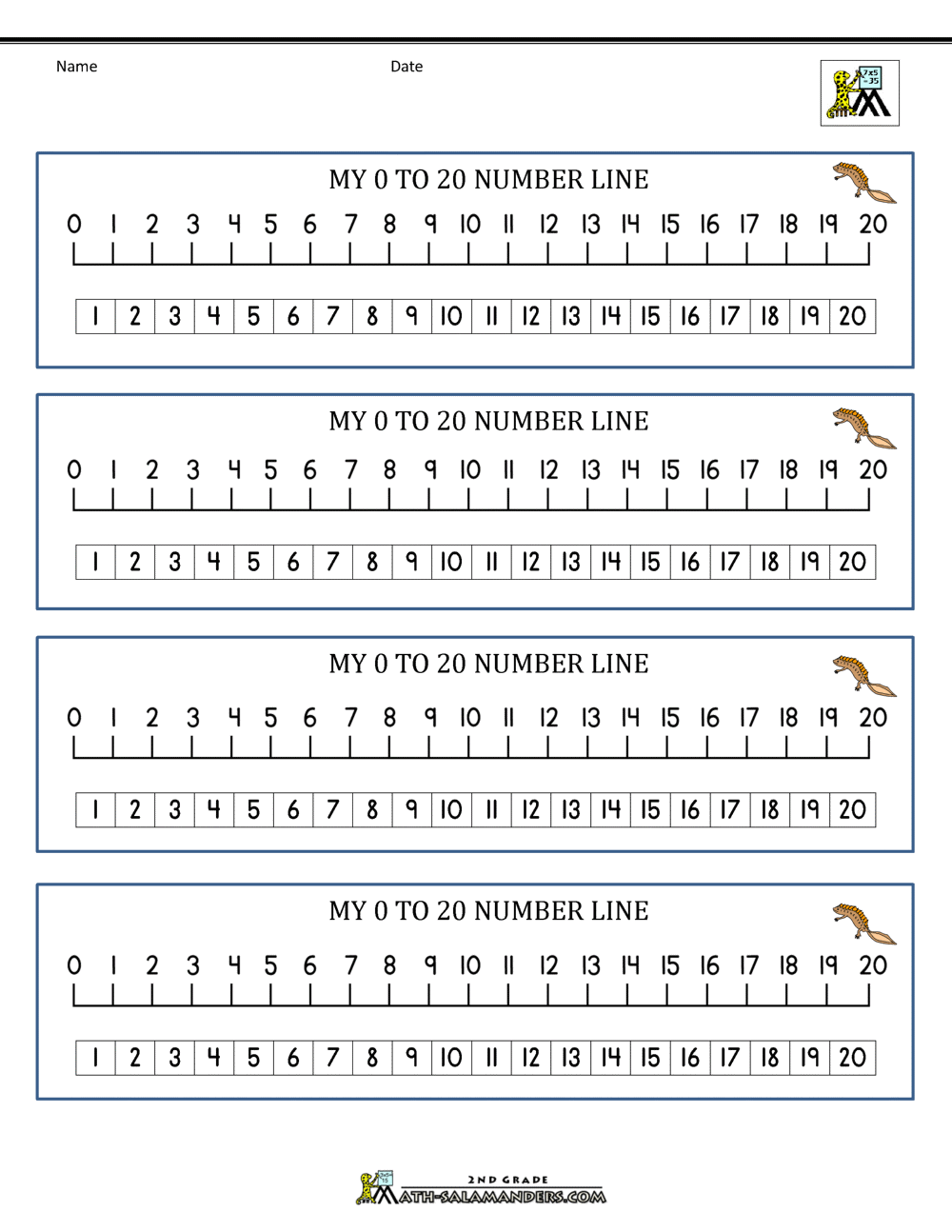 90 Free Printable Number Line 1-20 21