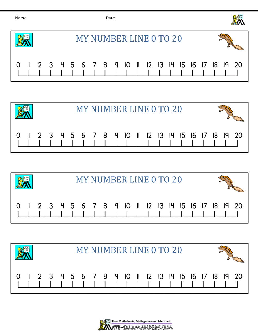 90 Free Printable Number Line 1-20 44