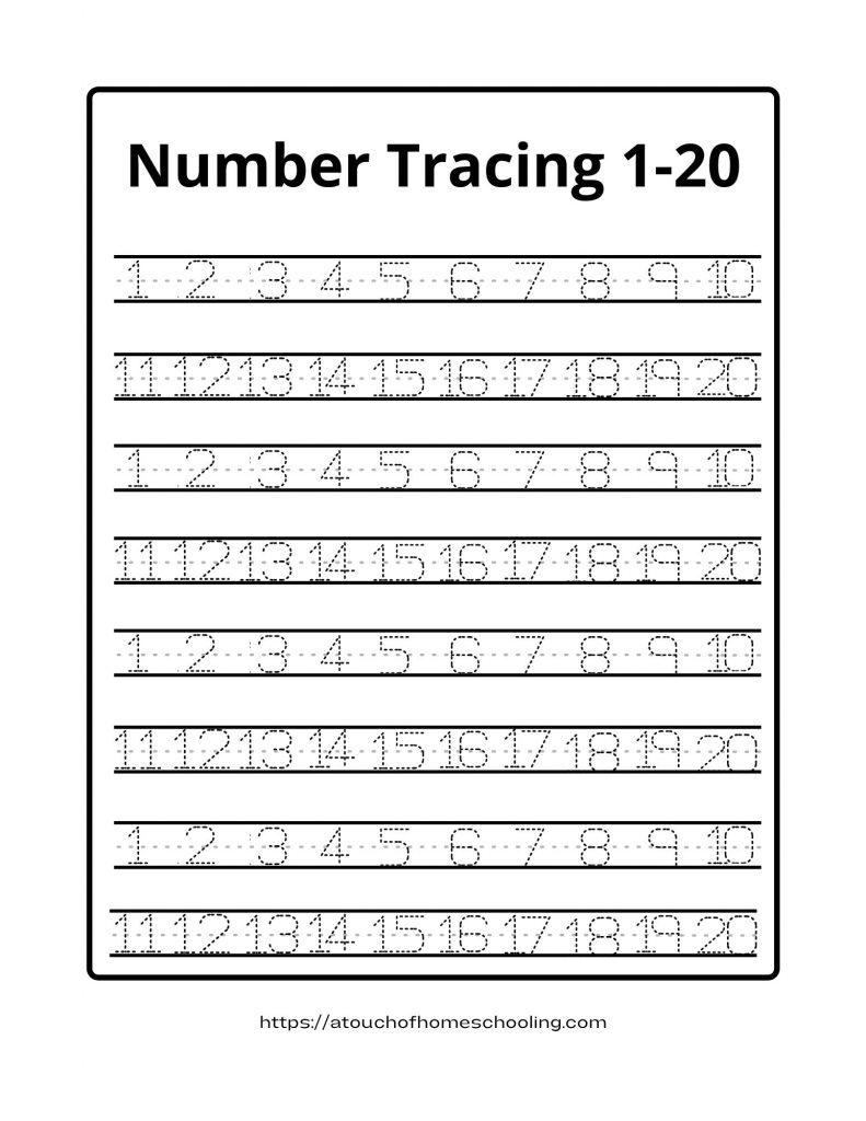 90 Free Printable Number Line 1-20 5