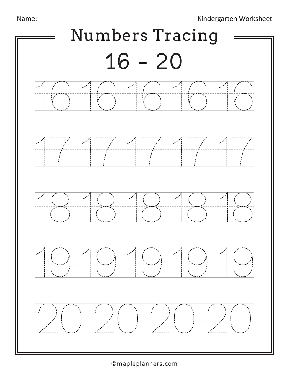 90 Free Printable Number Line 1-20 55