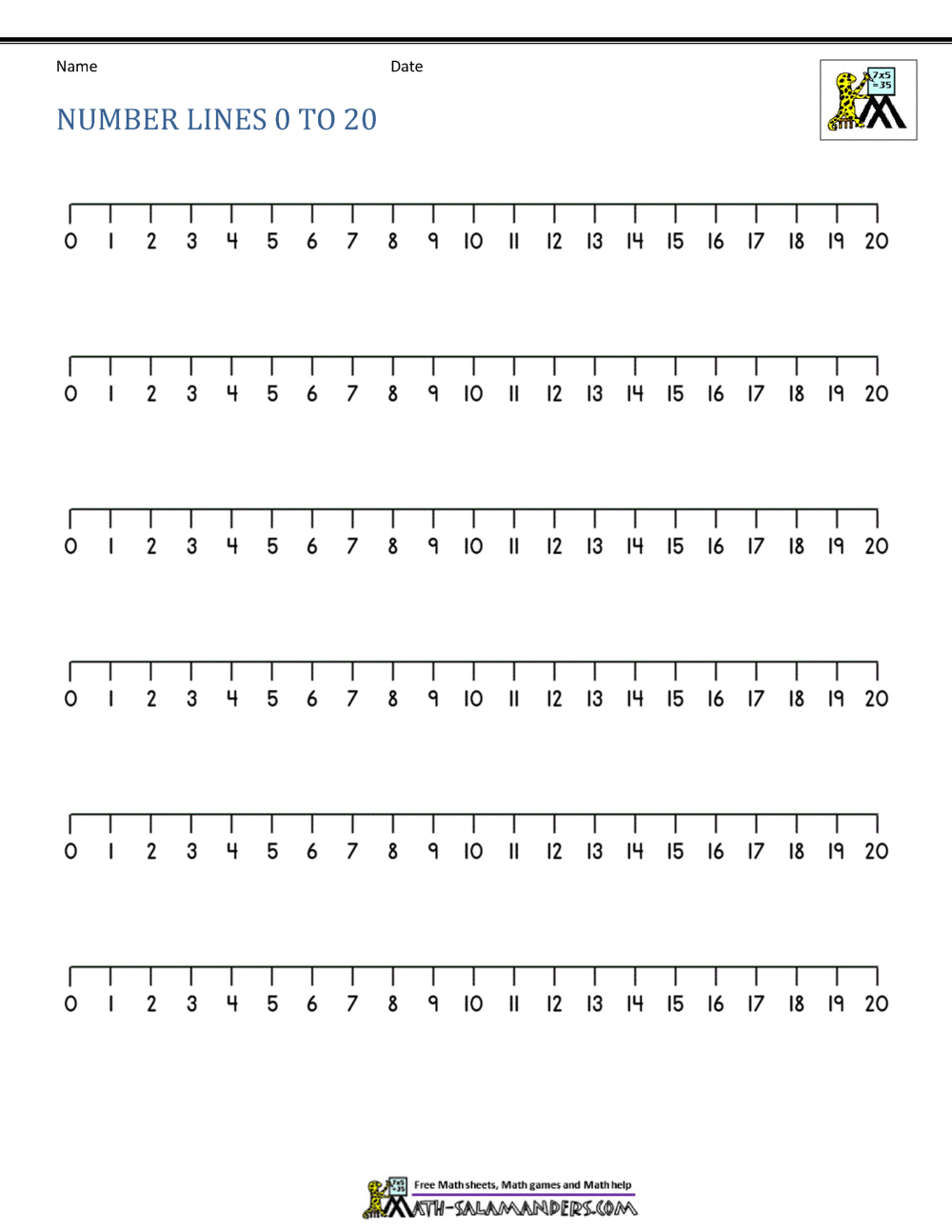 90 Free Printable Number Line 1-20 57