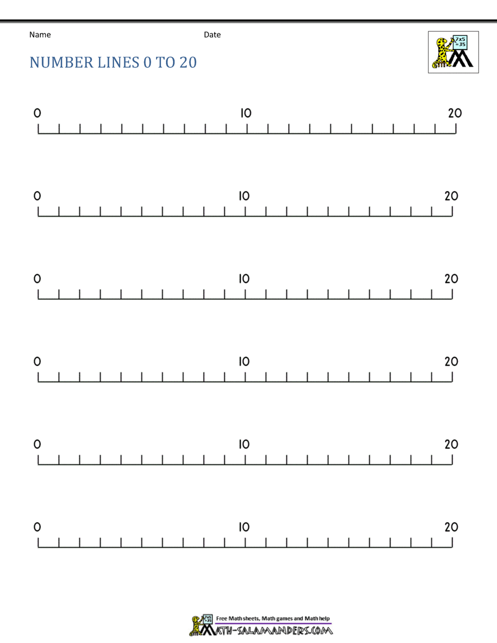 90 Free Printable Number Line 1-20 84