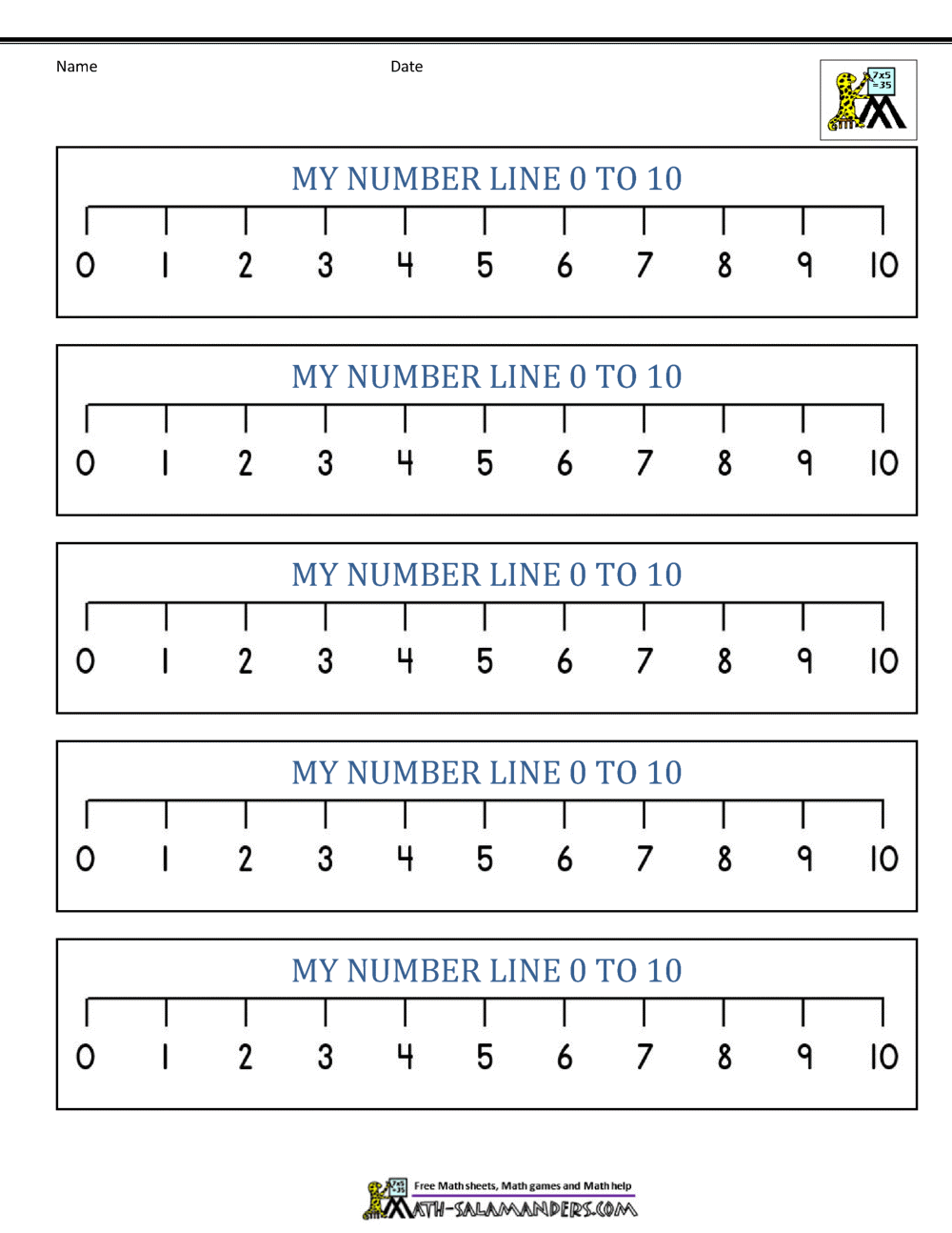 90 Free Printable Number Line 1-20 91