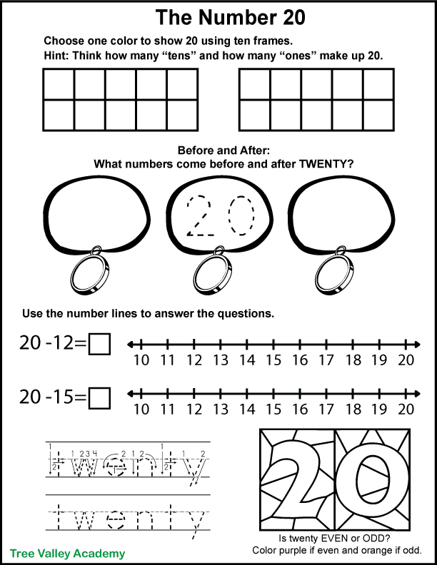 90 Free Printable Number Line 1-20 93