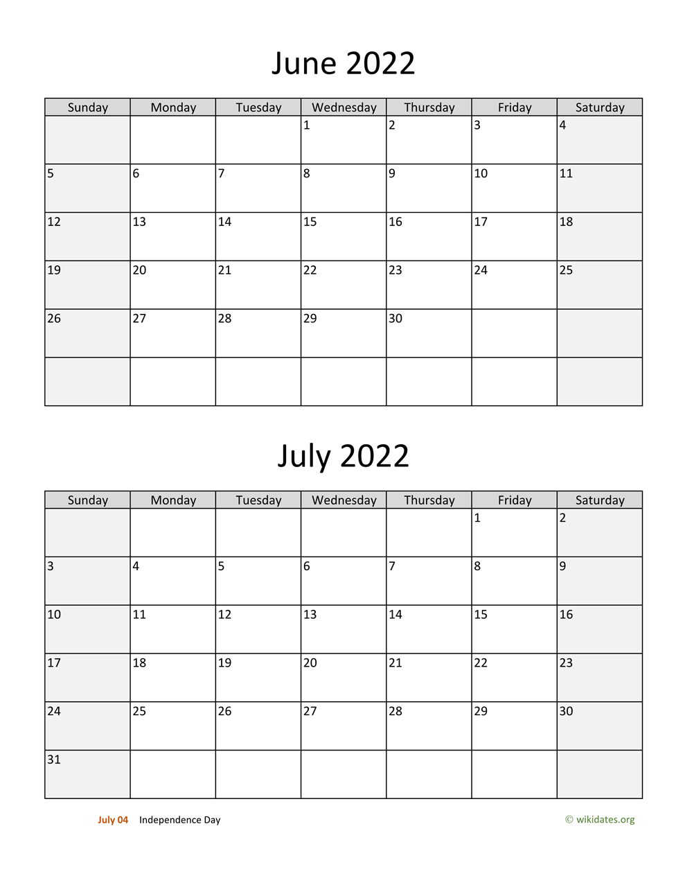 90 June 22 Printable Calendar 1