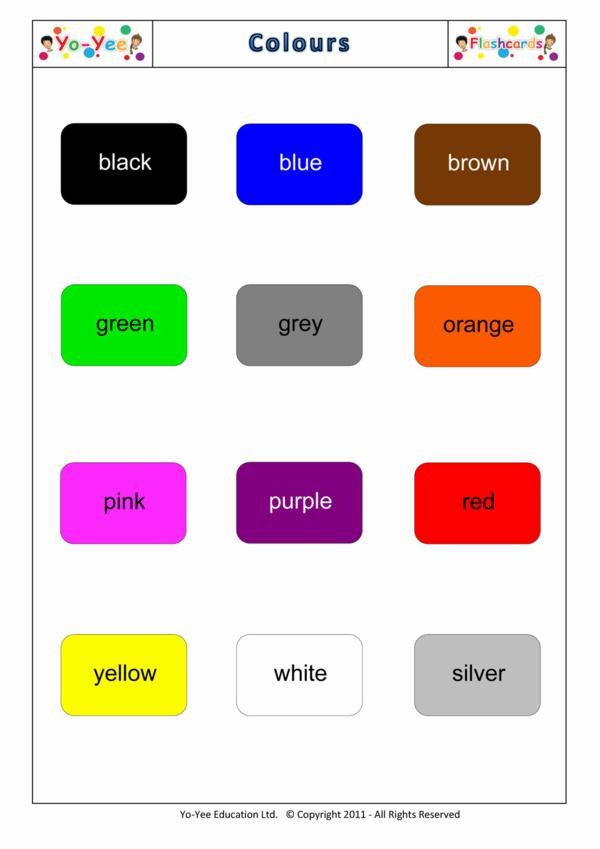 90 Printable Color Words Flash Cards 5