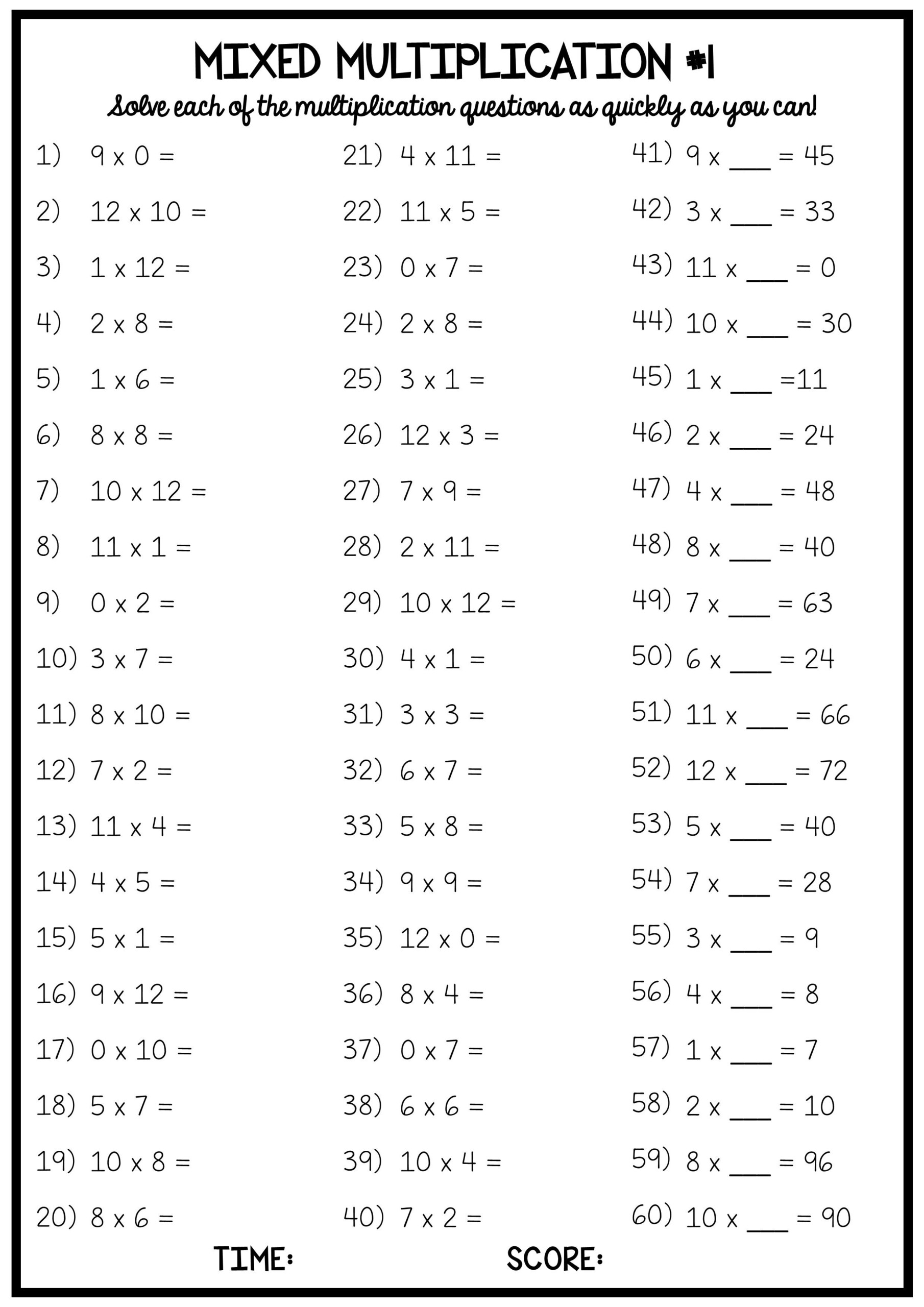 Save 60 Multiplication Facts 0-12 Printable Pdf Ideas 19