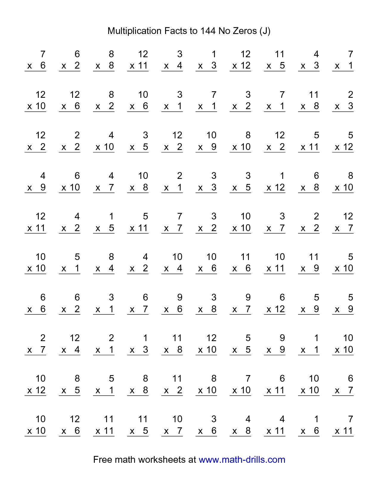 Save 60 Multiplication Facts 0-12 Printable Pdf Ideas 26