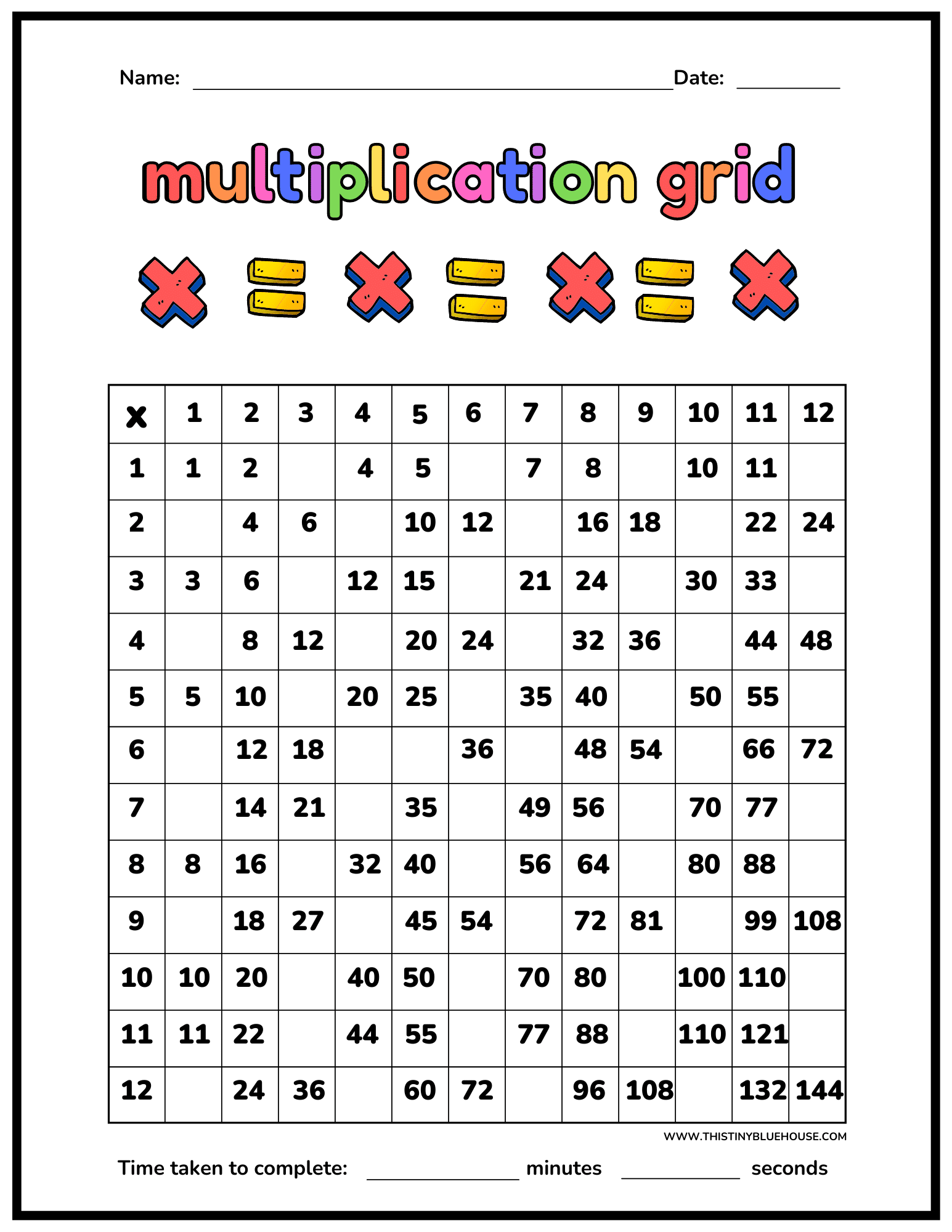 Save 60 Multiplication Facts 0-12 Printable Pdf Ideas 33