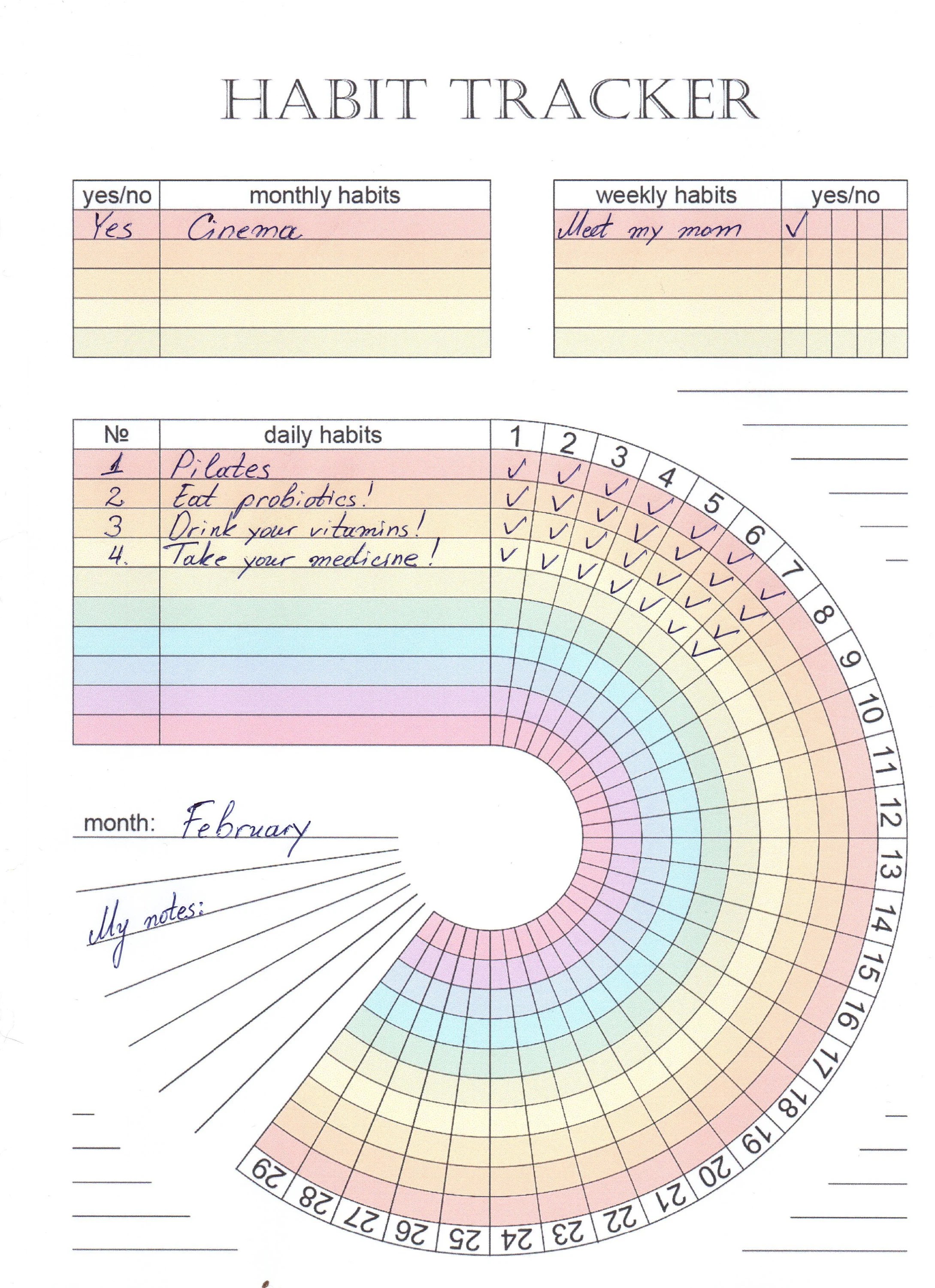 60 Circular Habit Tracker Printable Free 12