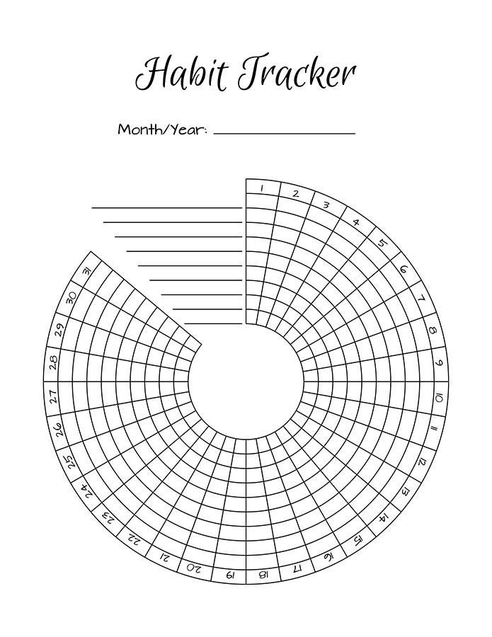 60 Circular Habit Tracker Printable Free 48