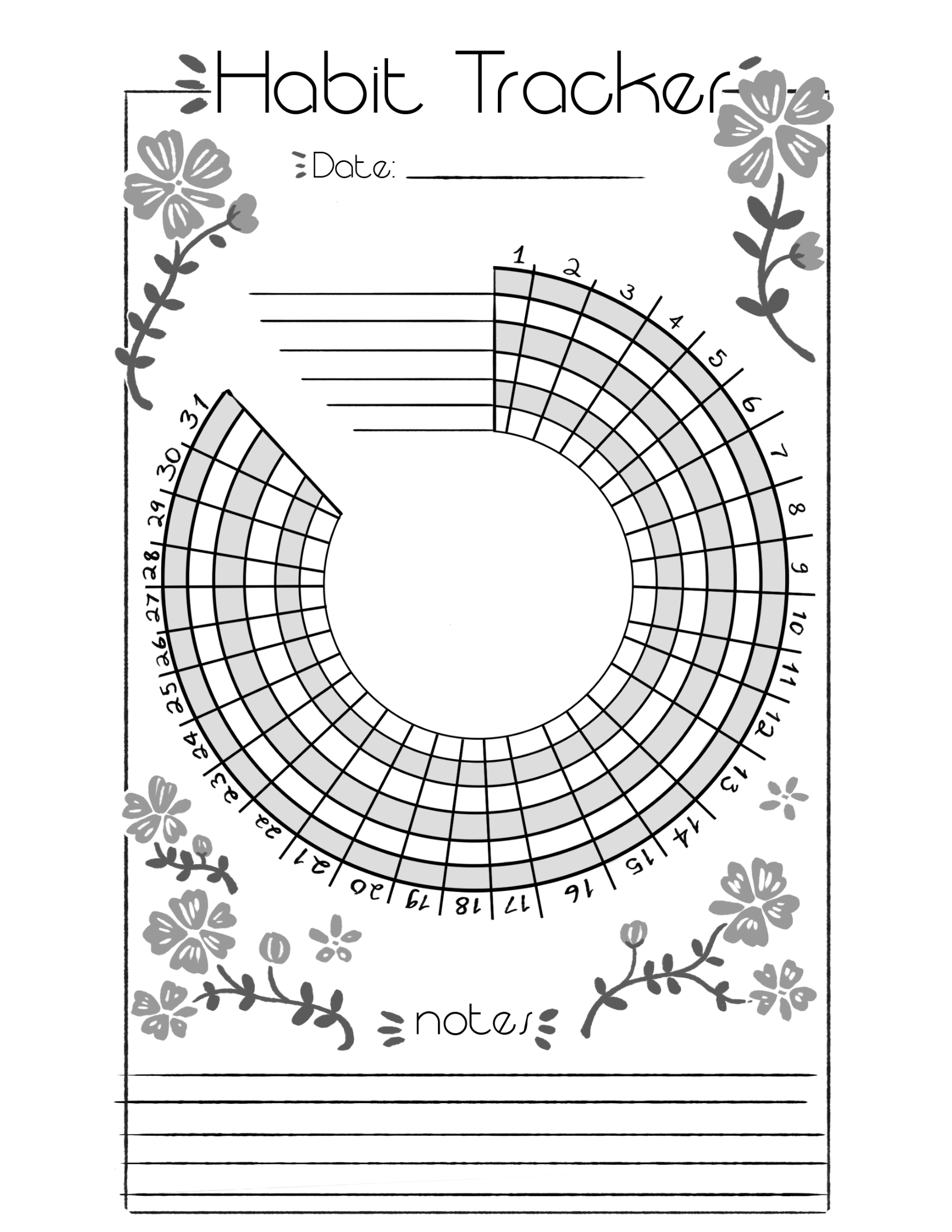 60 Circular Habit Tracker Printable Free 51