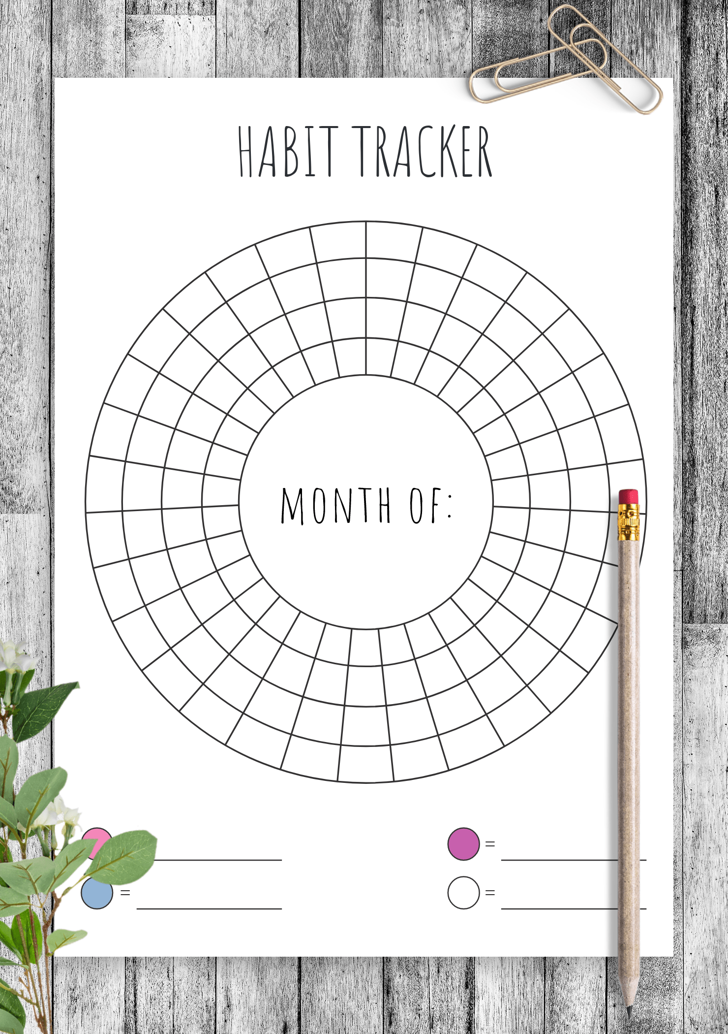 60 Circular Habit Tracker Printable Free 6