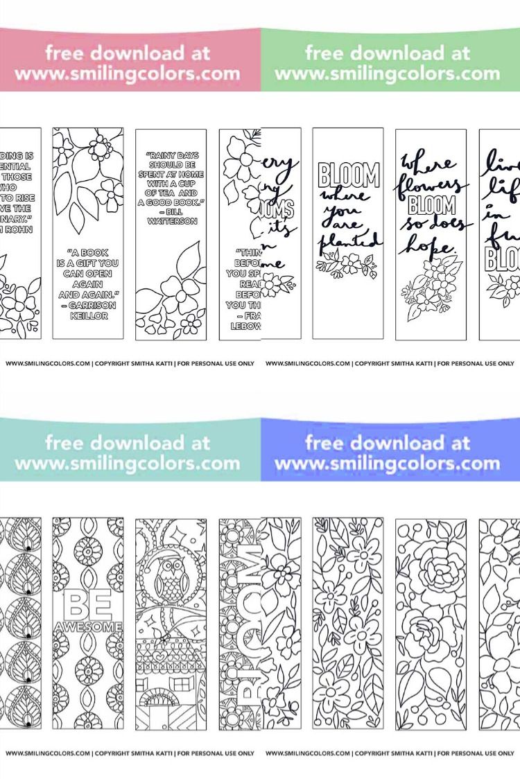 60 Free Printable Coloring Bookmarks 20