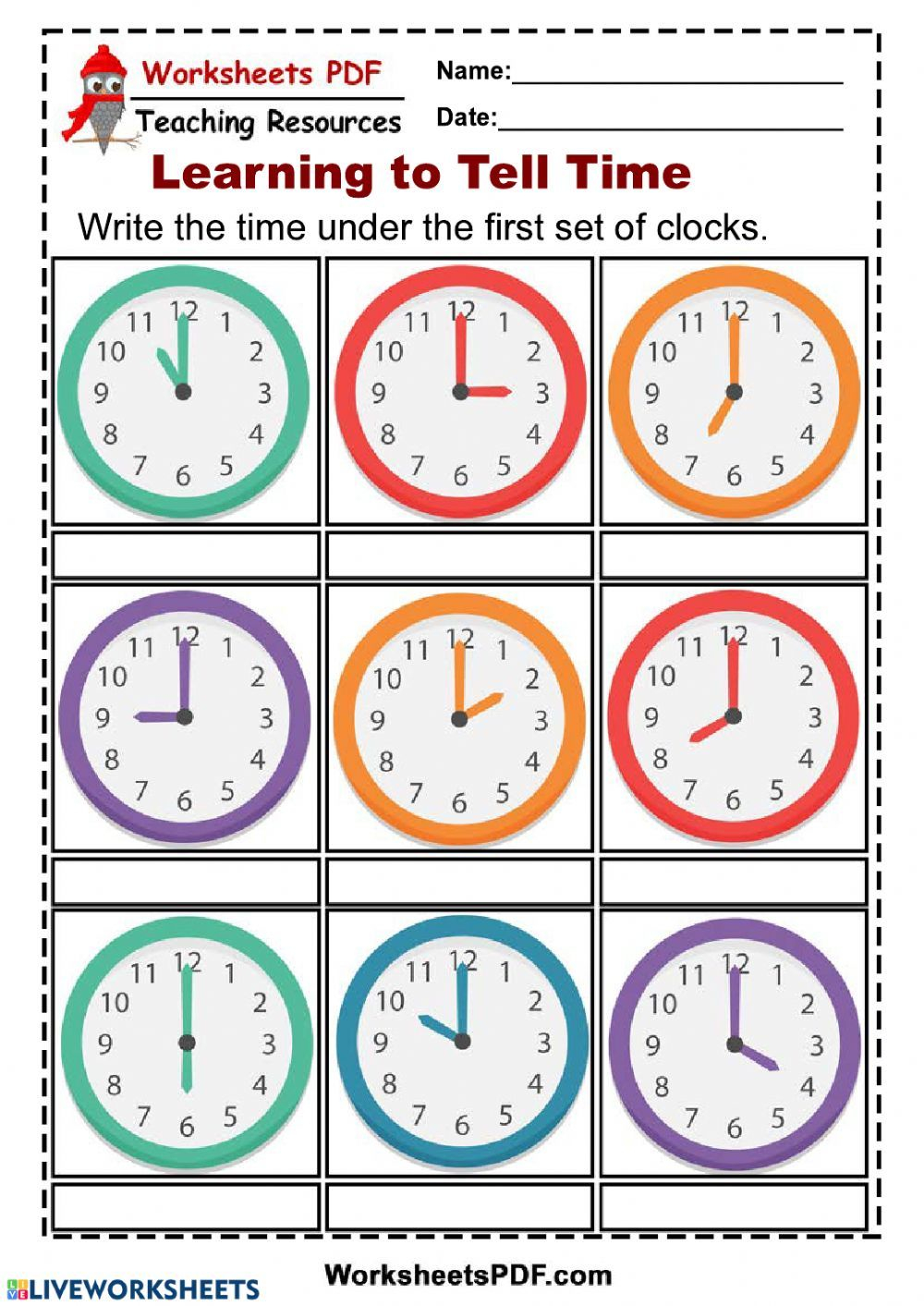 20 Clock Printable For Kids Math Worksheets