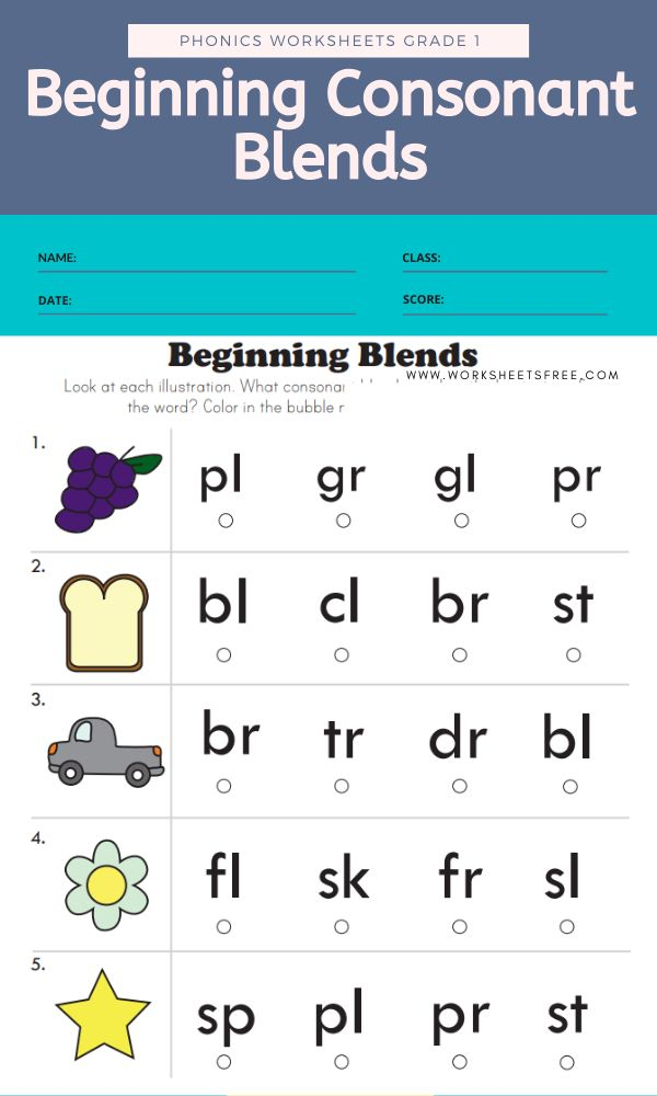 20 Consonant Blends Worksheets First Grade