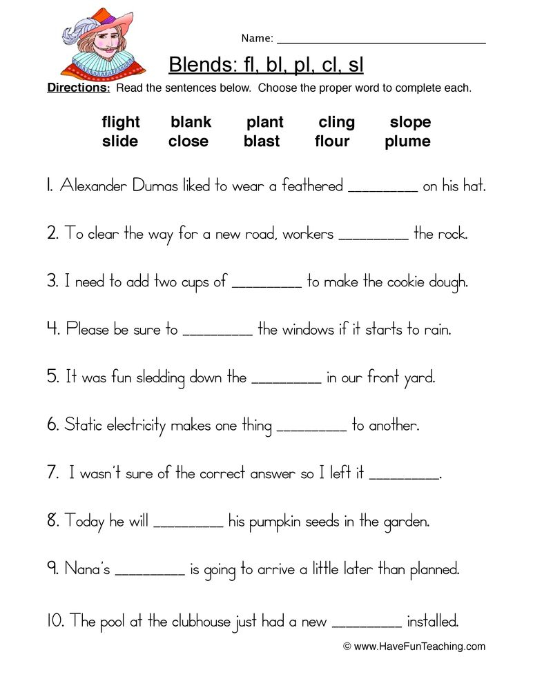 20 Consonant Blends Worksheets First Grade