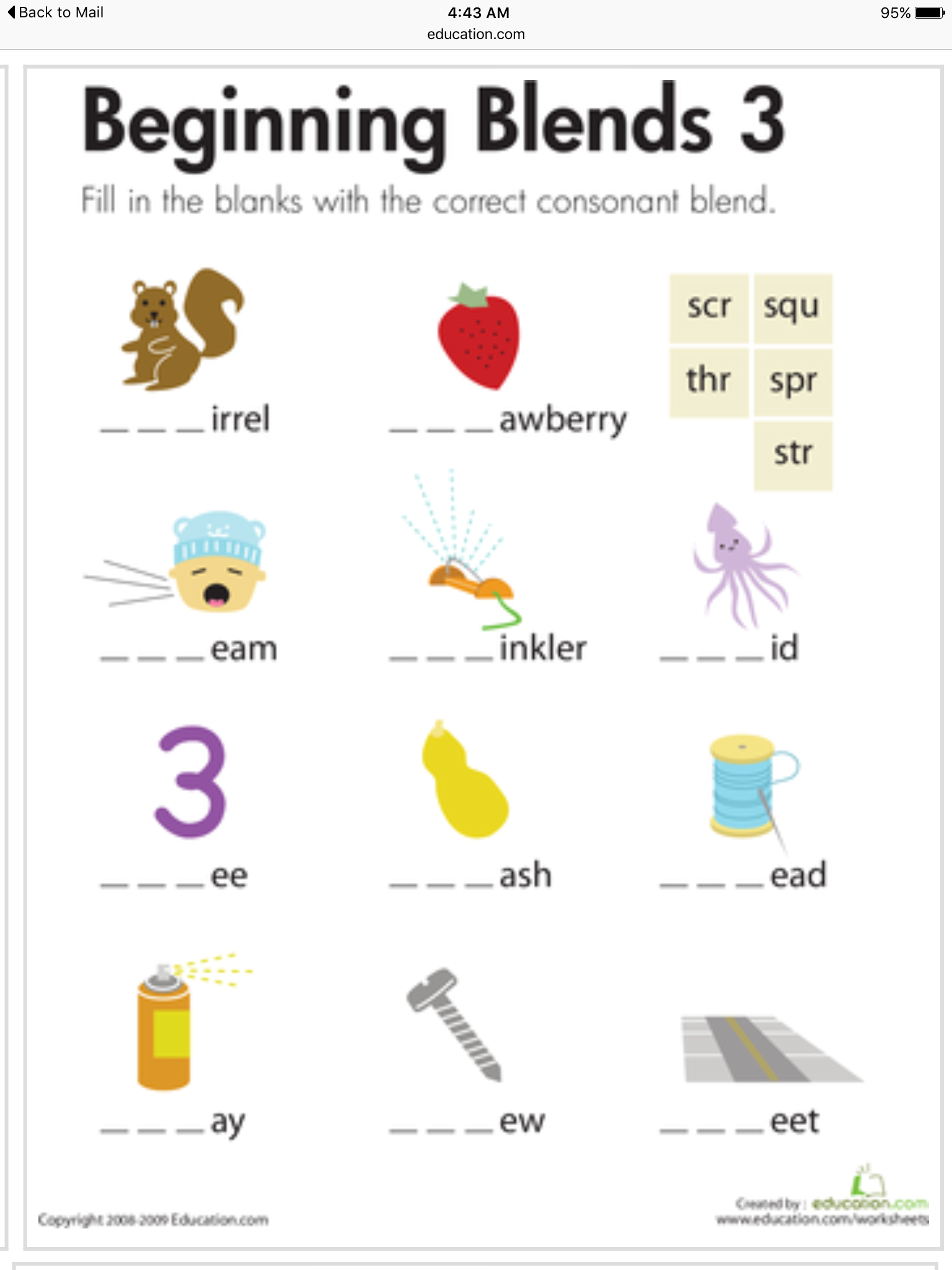 20 Consonant Blends Worksheets First Grade