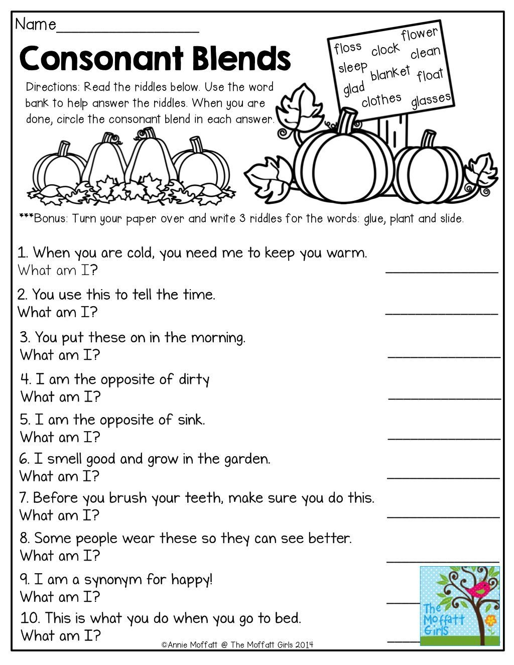 20 Consonant Blends Worksheets First Grade