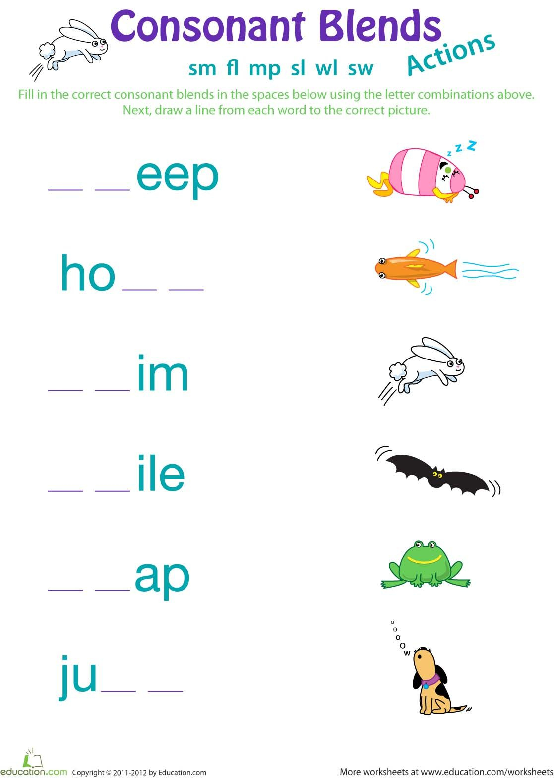 20 Consonant Blends Worksheets First Grade