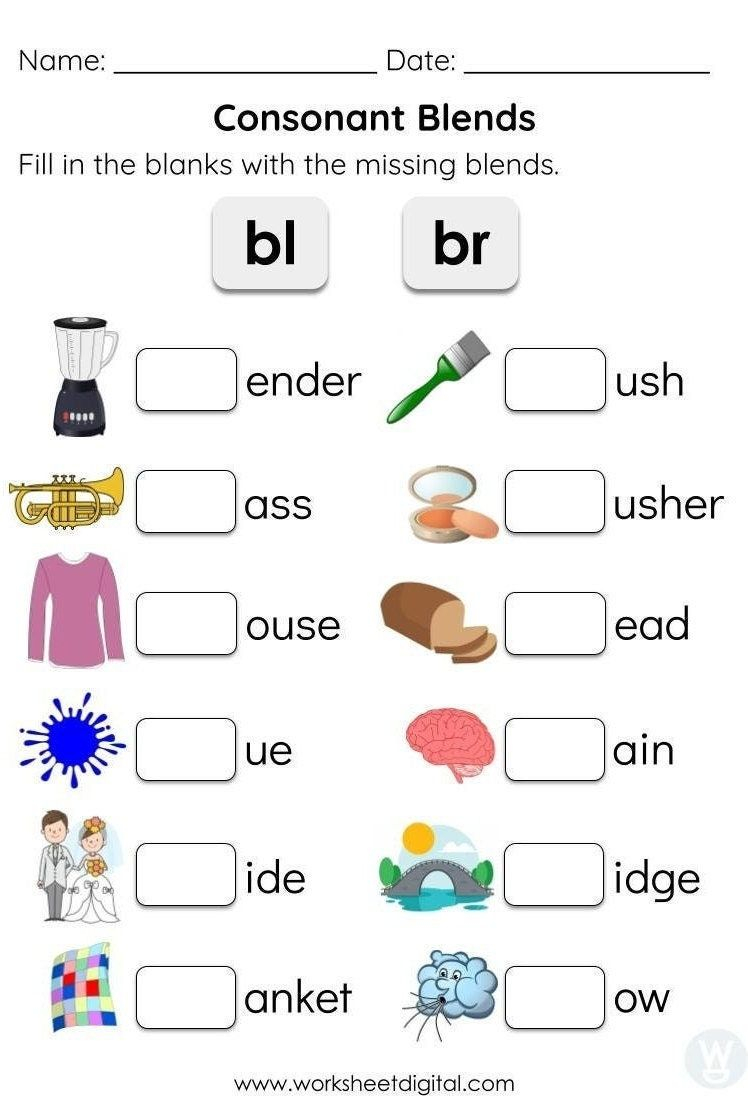 20 Consonant Blends Worksheets First Grade