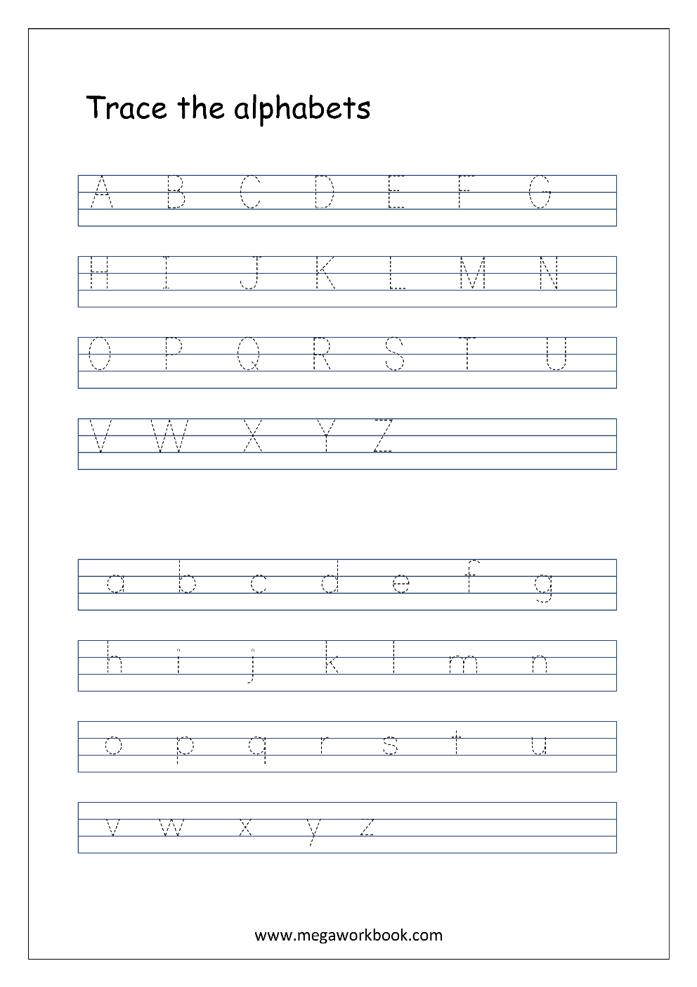 20 English Alphabets Tracing Worksheet