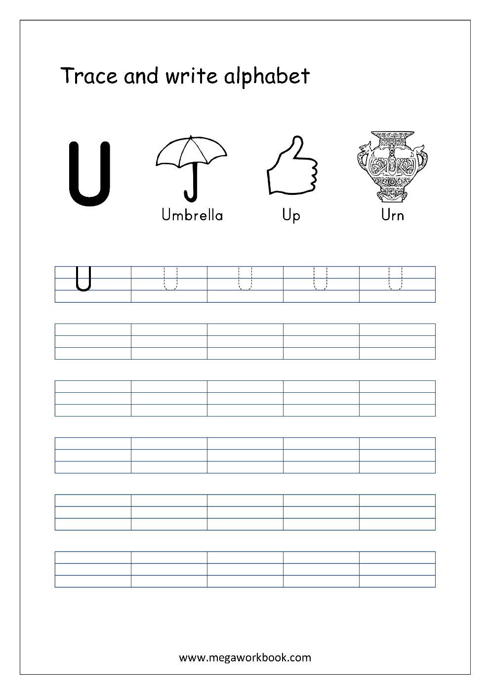 20 English Alphabets Tracing Worksheet