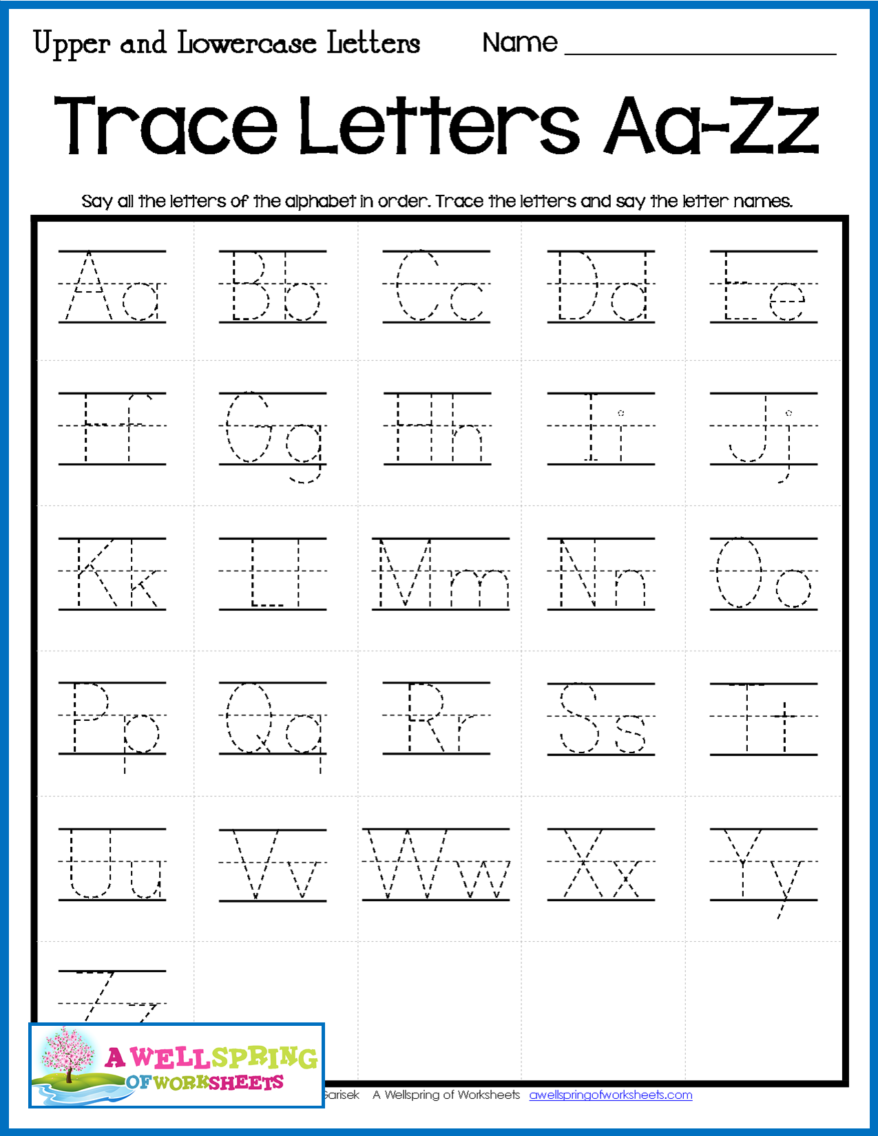 20 English Alphabets Tracing Worksheet