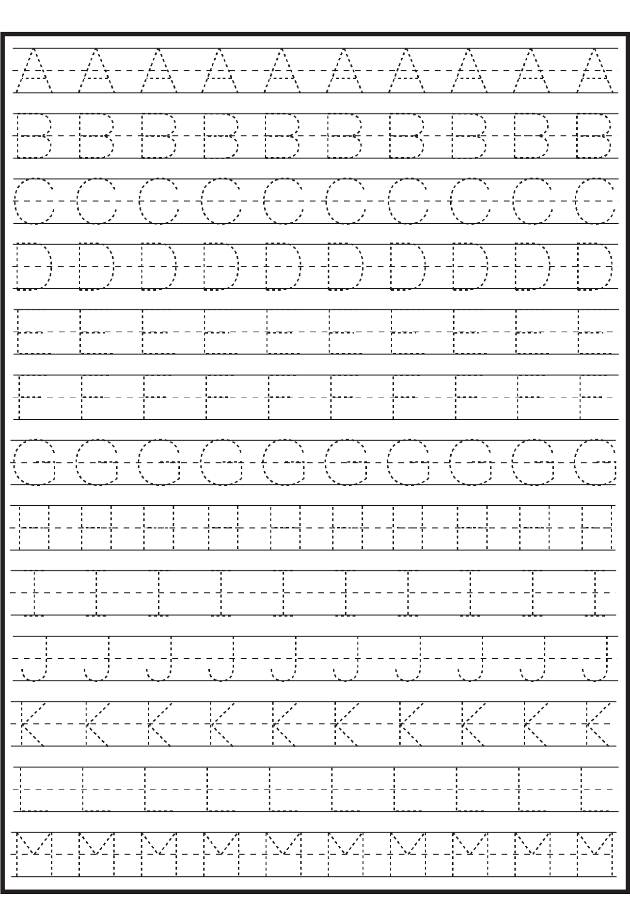 20 English Alphabets Tracing Worksheet