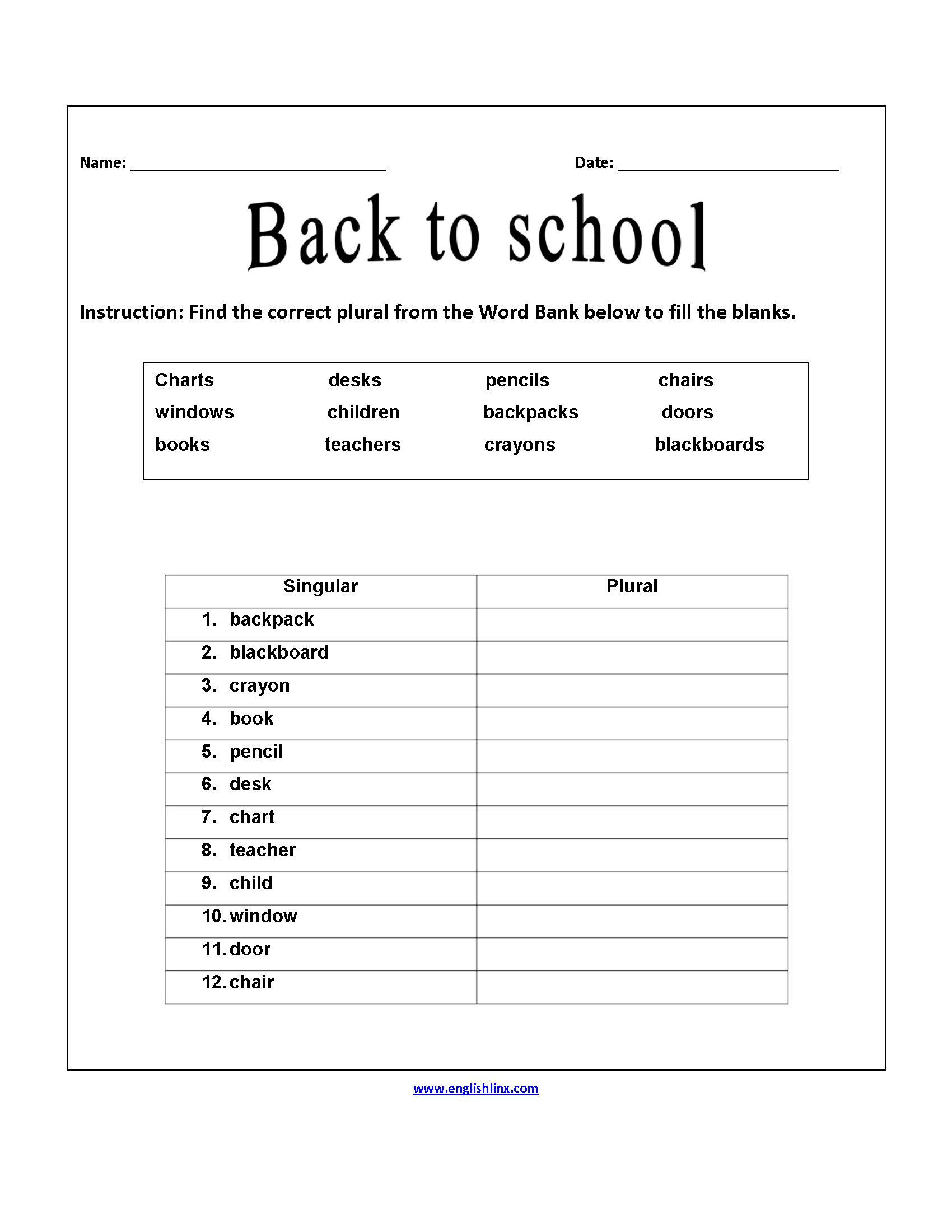 20 First Day Of School Worksheets 1St Grade Free