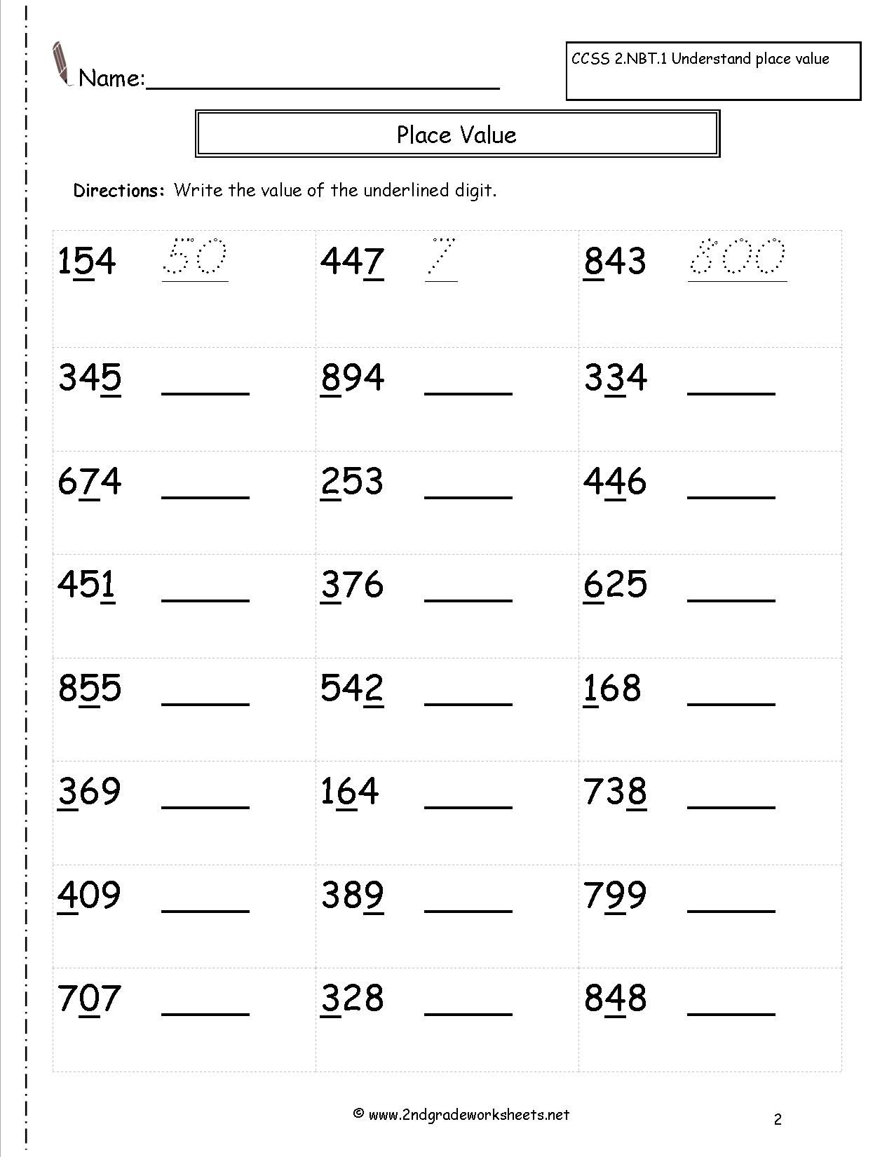 20 Grade 2 Math Worksheets Free Printable Place Values