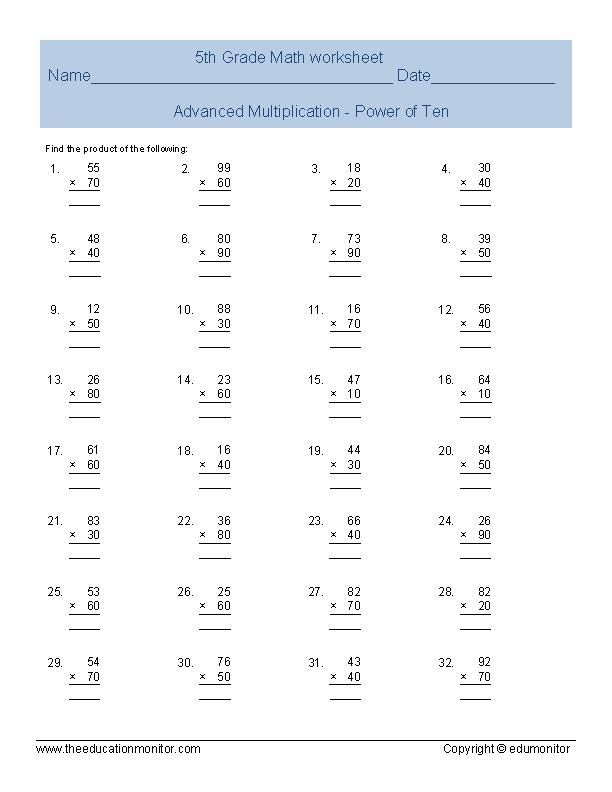 20 Grade 5 Math Worksheets Free Printable Simple