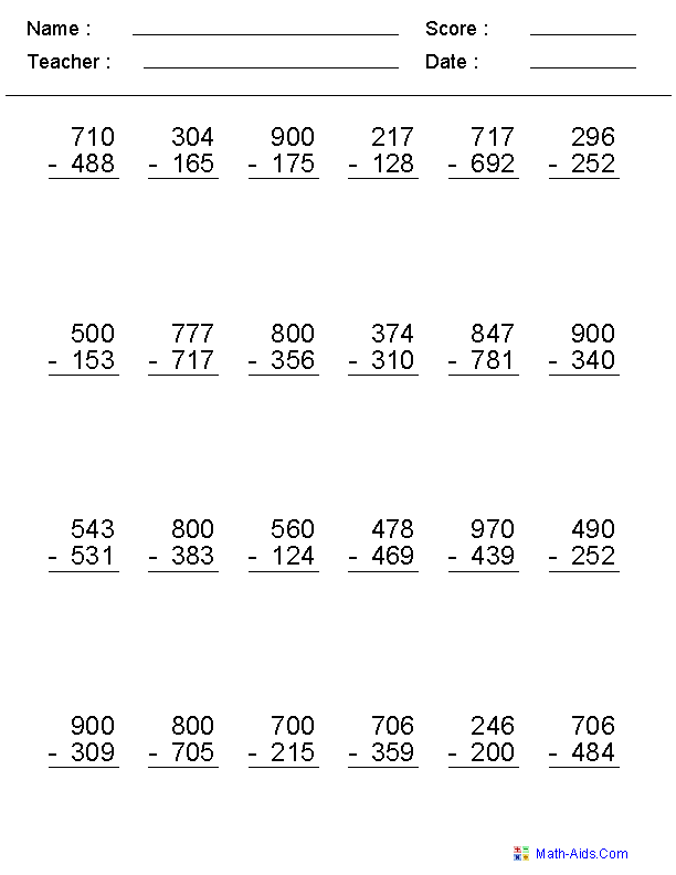 20 Maths Worksheet For Grade 5 Subtraction