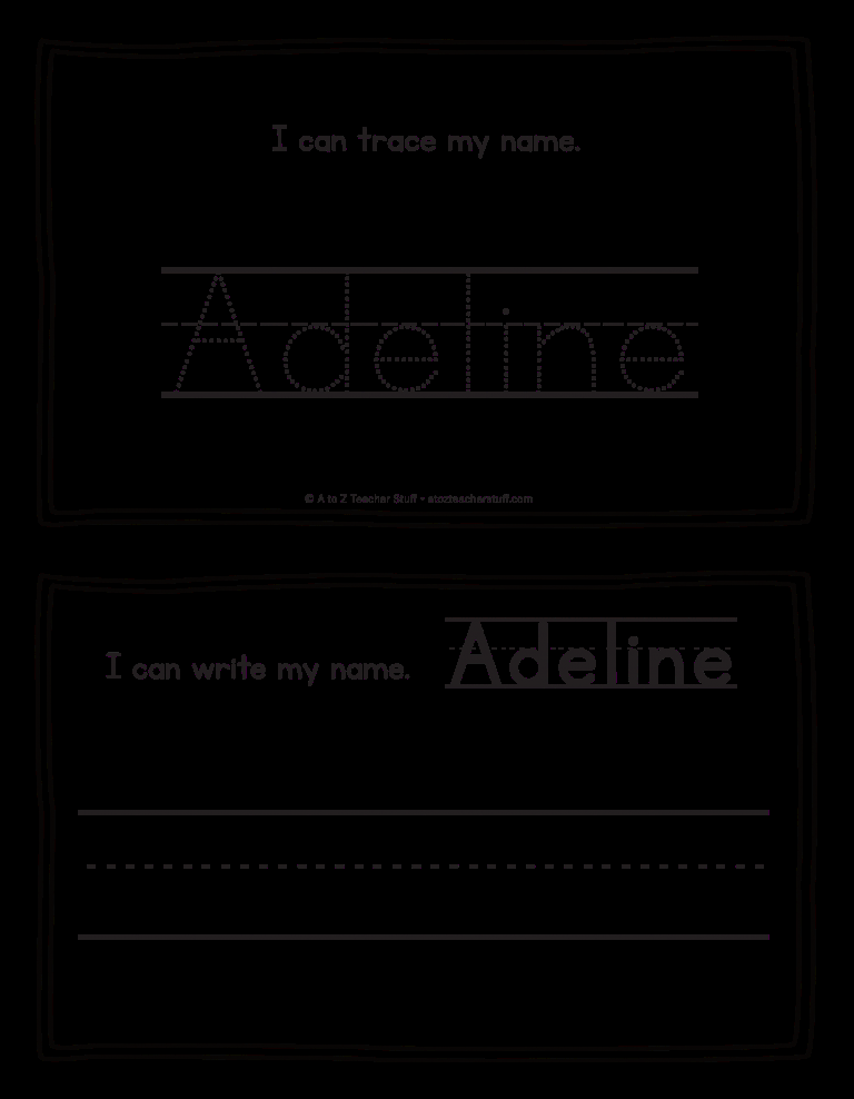 20 Name Writing Practice Preschool Handwriting Worksheets