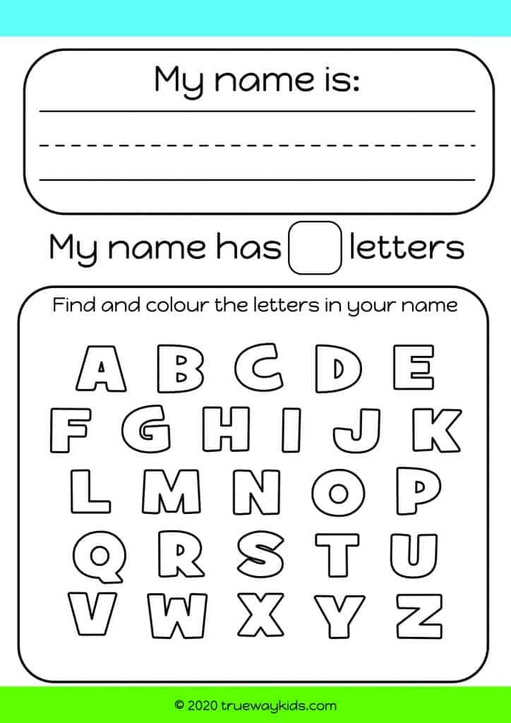 20 Name Writing Practice Preschool Handwriting Worksheets