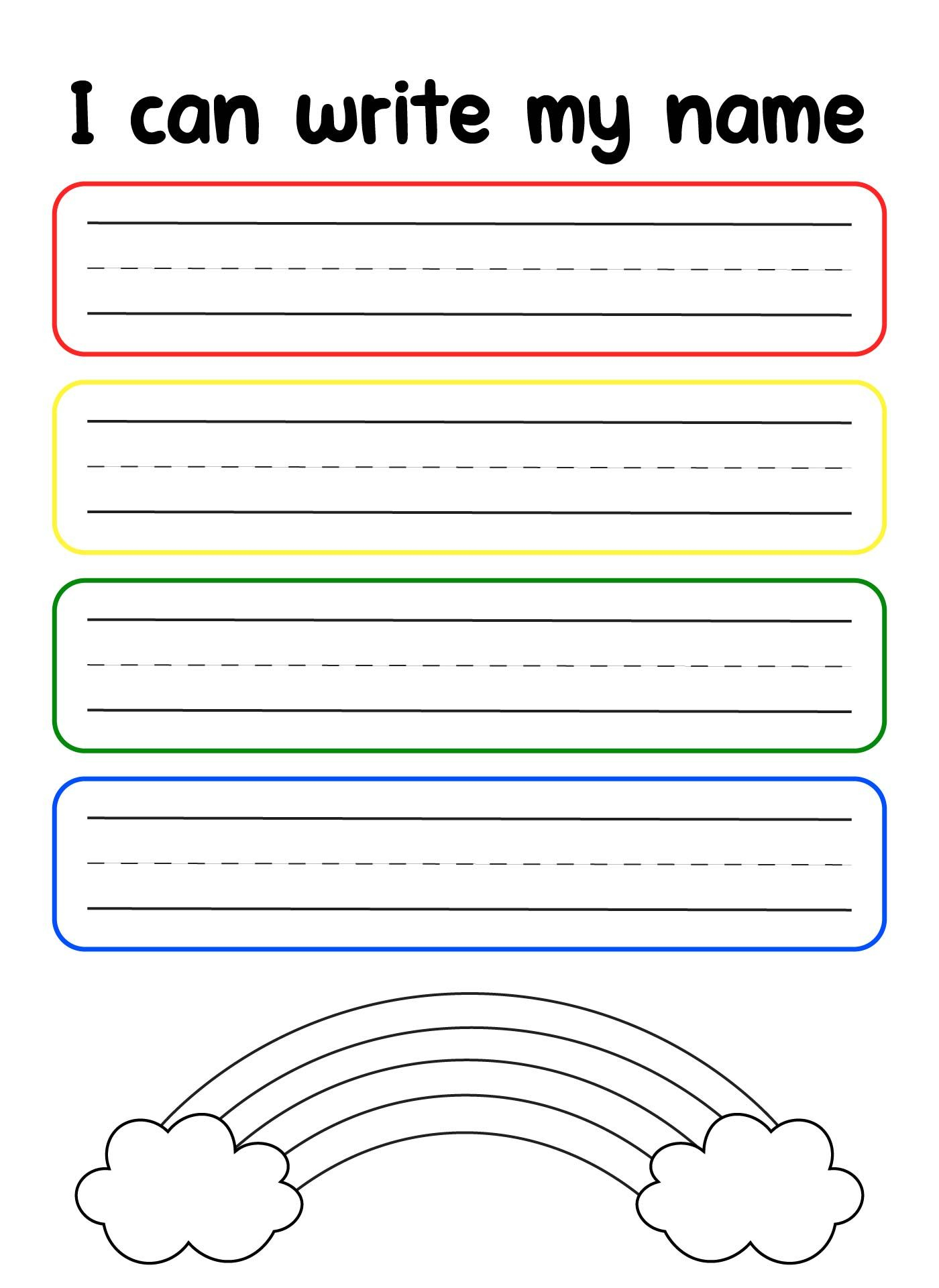 20 Name Writing Practice Preschool Handwriting Worksheets