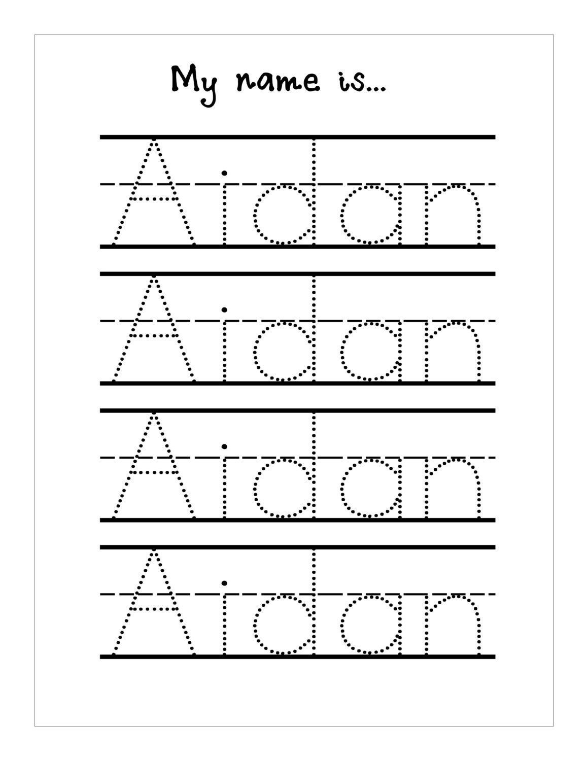 20 Name Writing Practice Preschool Handwriting Worksheets