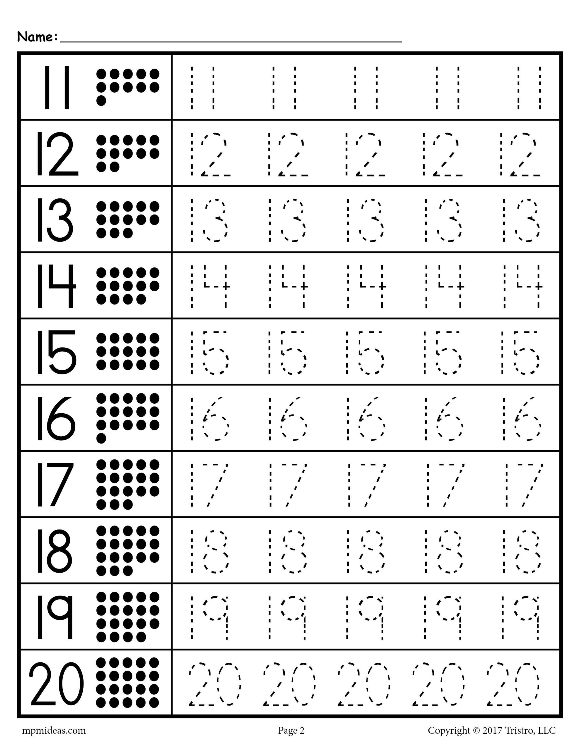 20 Number Tracing Worksheets Preschool Free Download