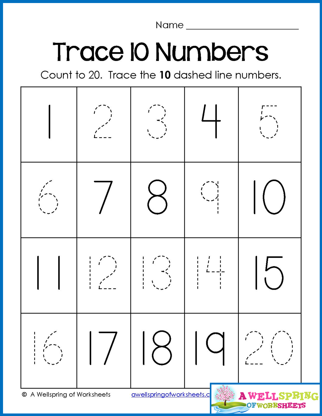 20 Number Tracing Worksheets Preschool Free Download