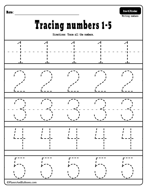 20 Number Tracing Worksheets Preschool Free Download