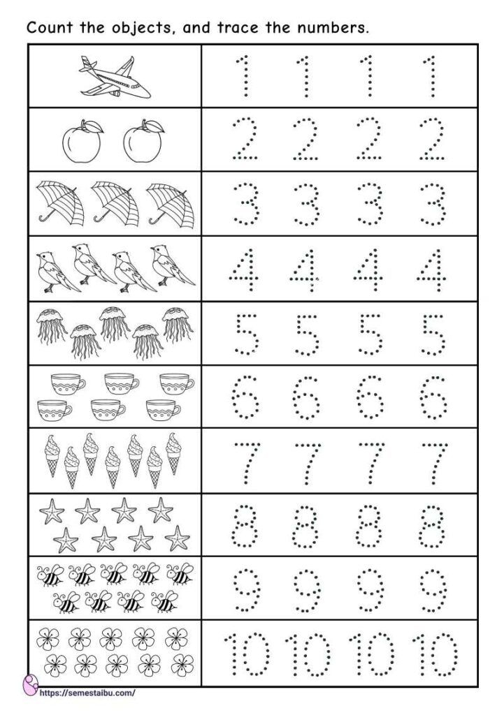 20 Number Tracing Worksheets Preschool Free Download