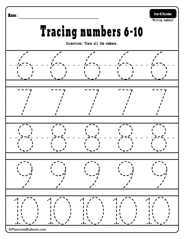 20 Number Tracing Worksheets Preschool Free Download