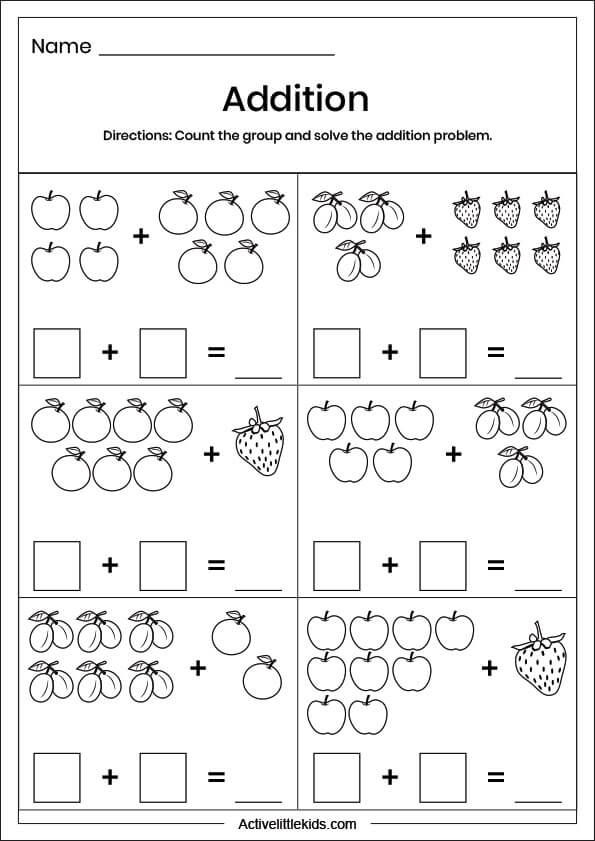 20 Picture Addition Worksheets Kindergarten Free